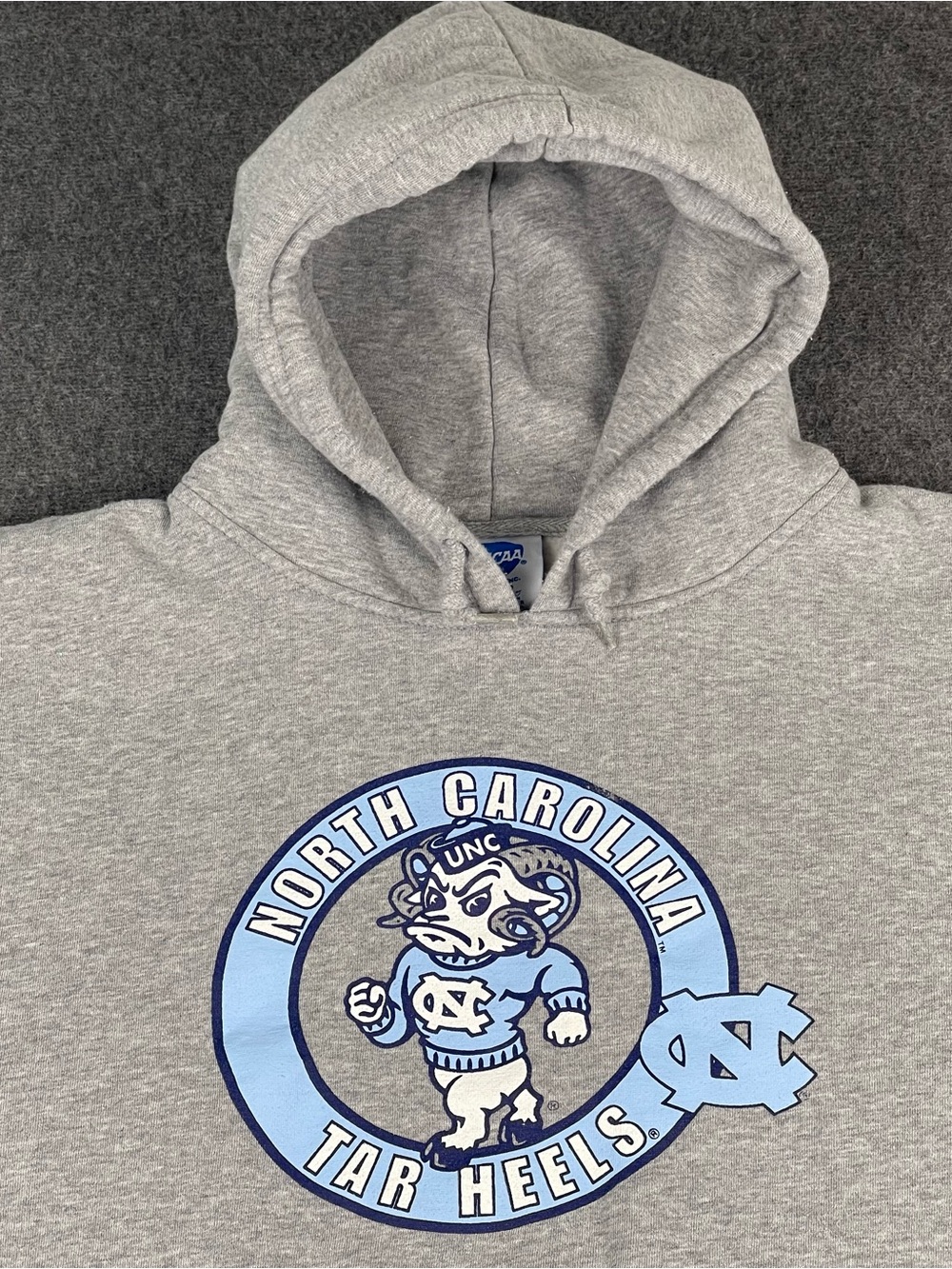Vtg Y2K UNC North Carolina Tarheels Ram Hoodie Mens XL Gray Knights Apparel